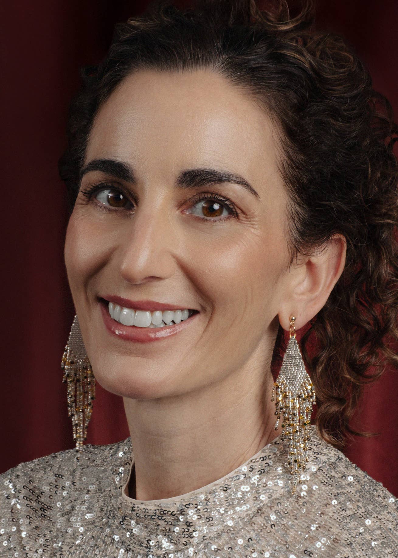 Beaded Handwoven Starlight Fringe Earrings (Gold)