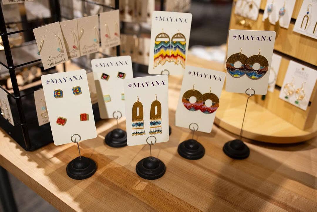 Beaded Handwoven Ginkgo Leaf Stud Earrings (Bronze)