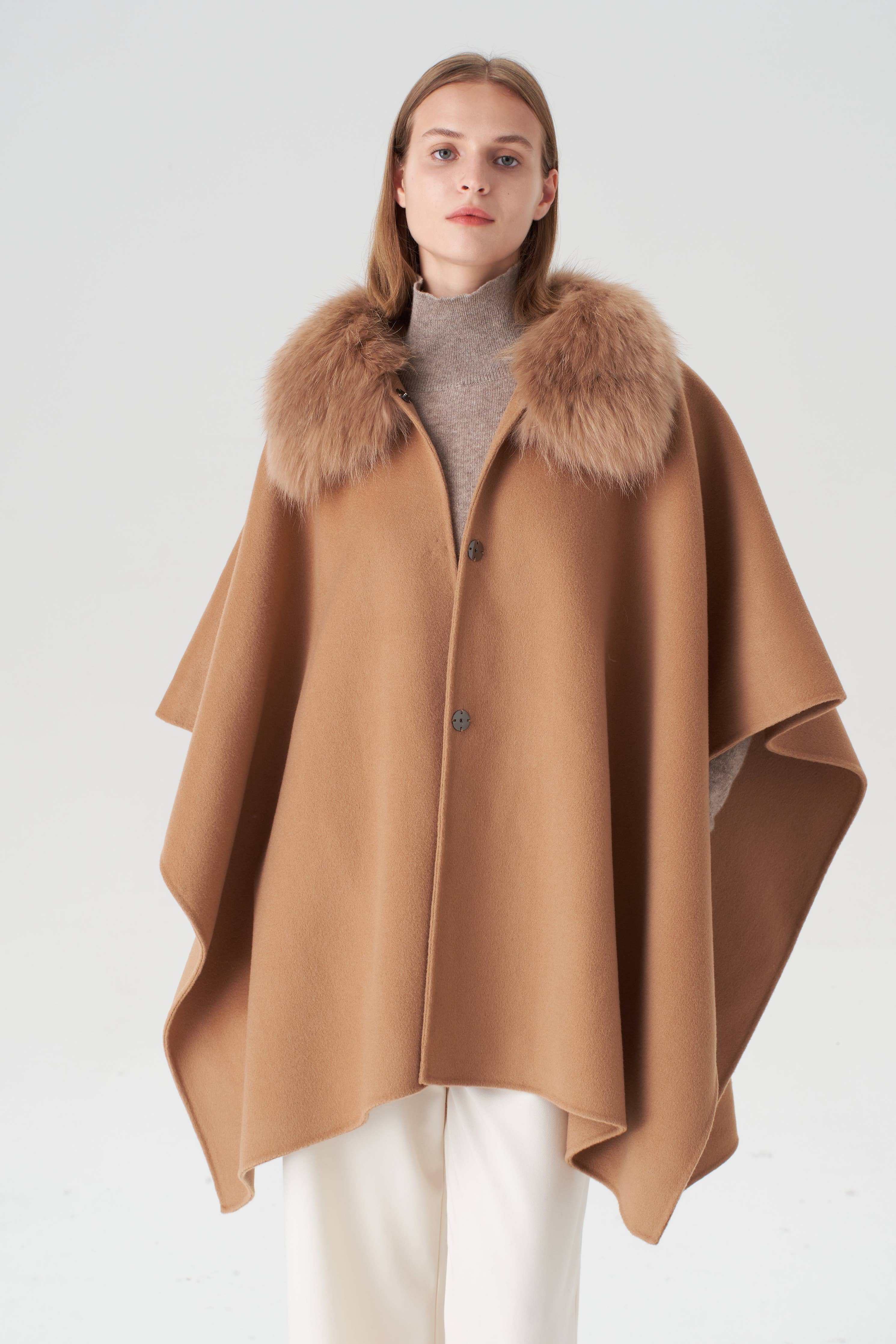 Cashmere Cape with Detachable Collar