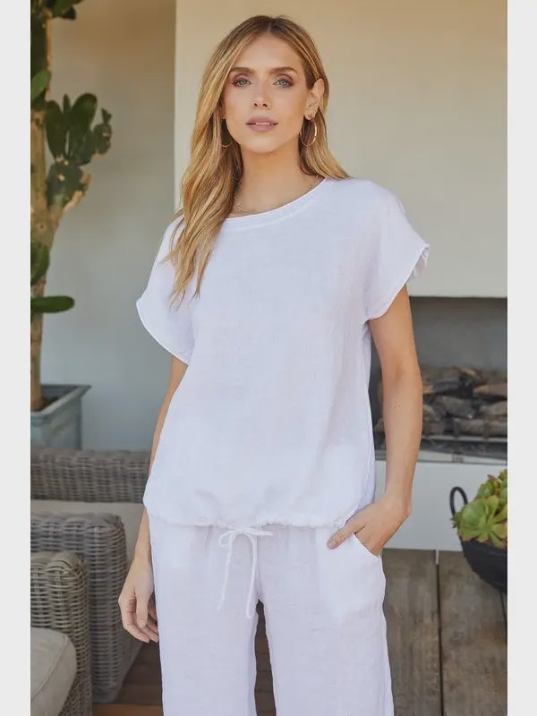 Linen Drawstring Top