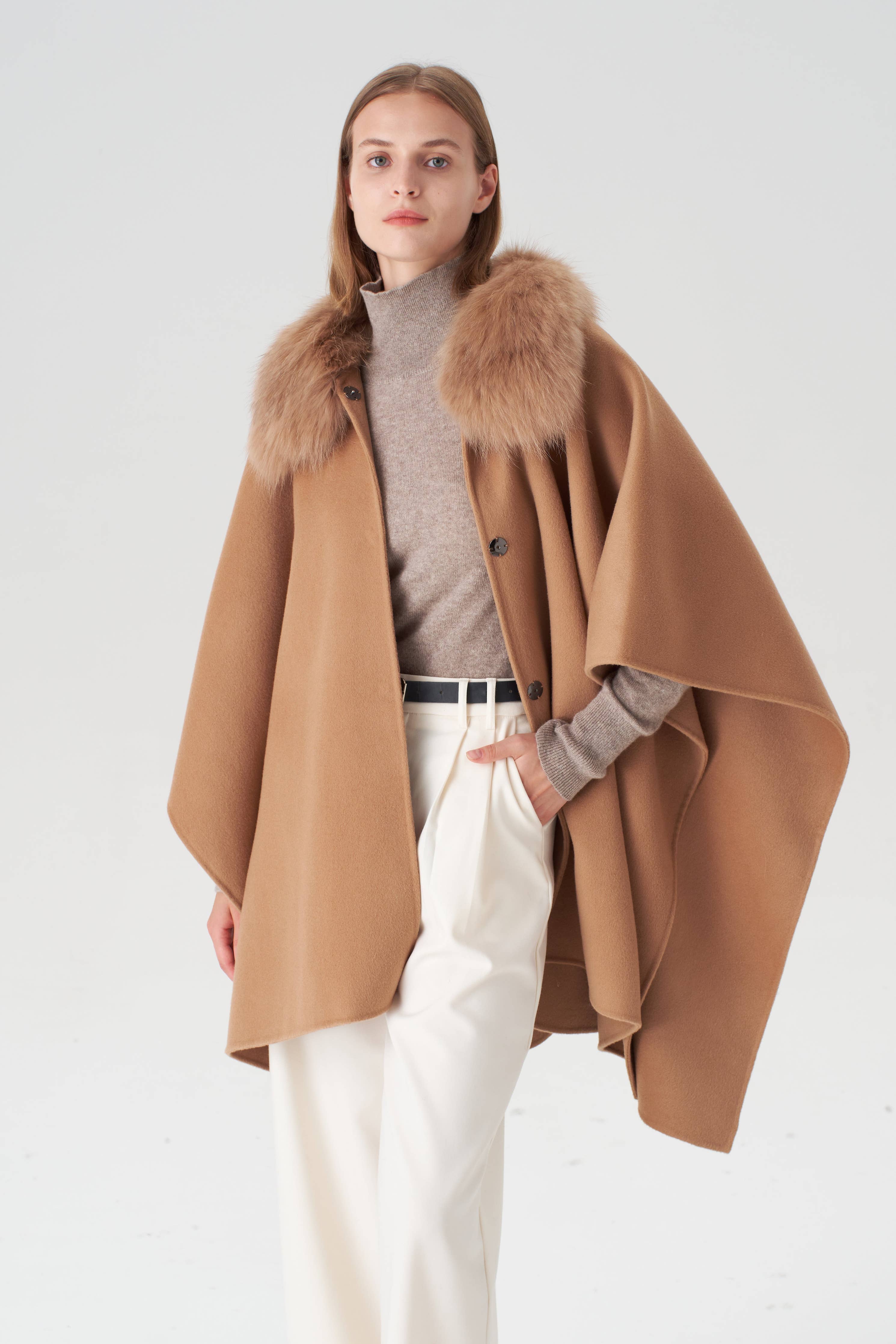 Cashmere Cape with Detachable Collar