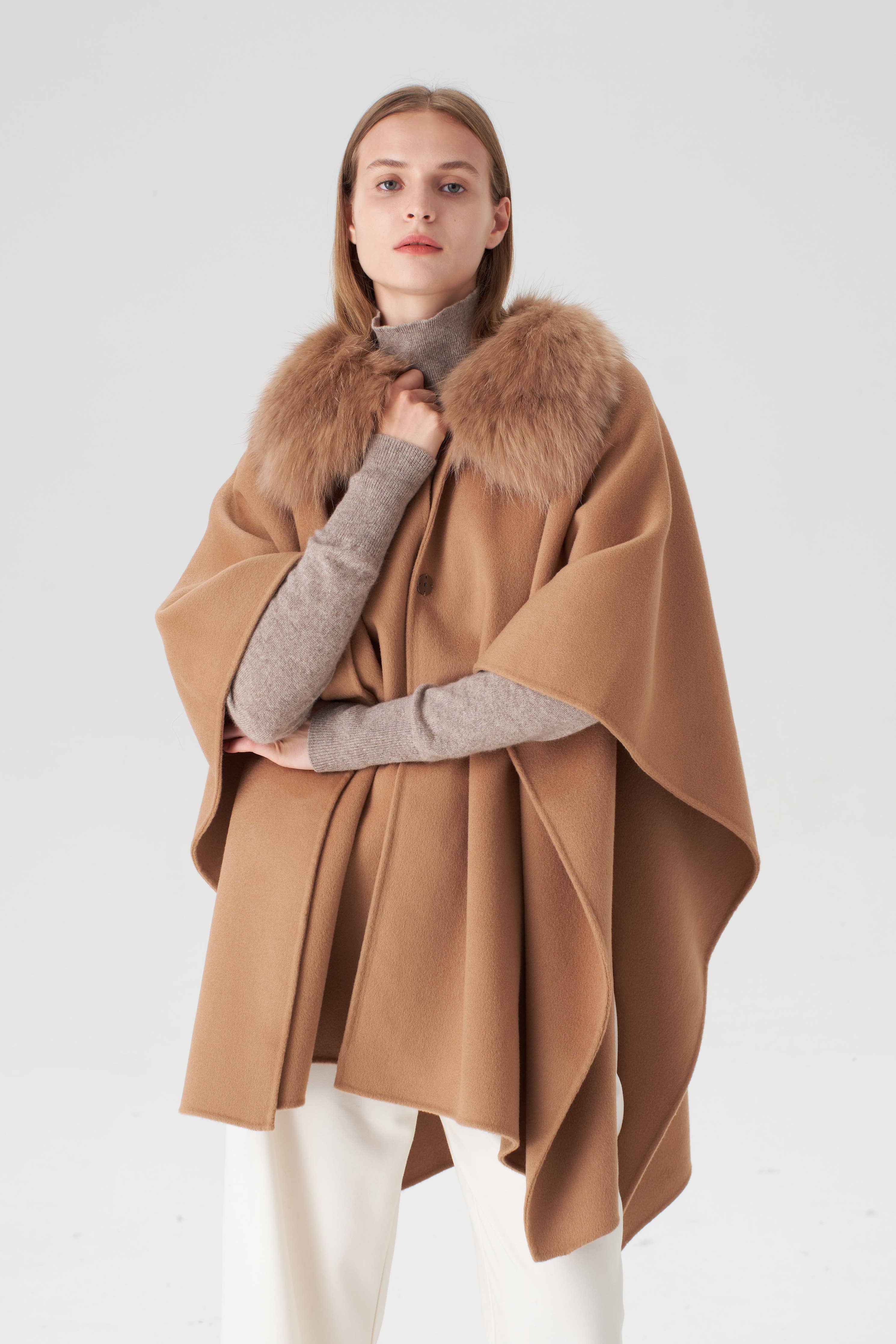 Cashmere Cape with Detachable Collar