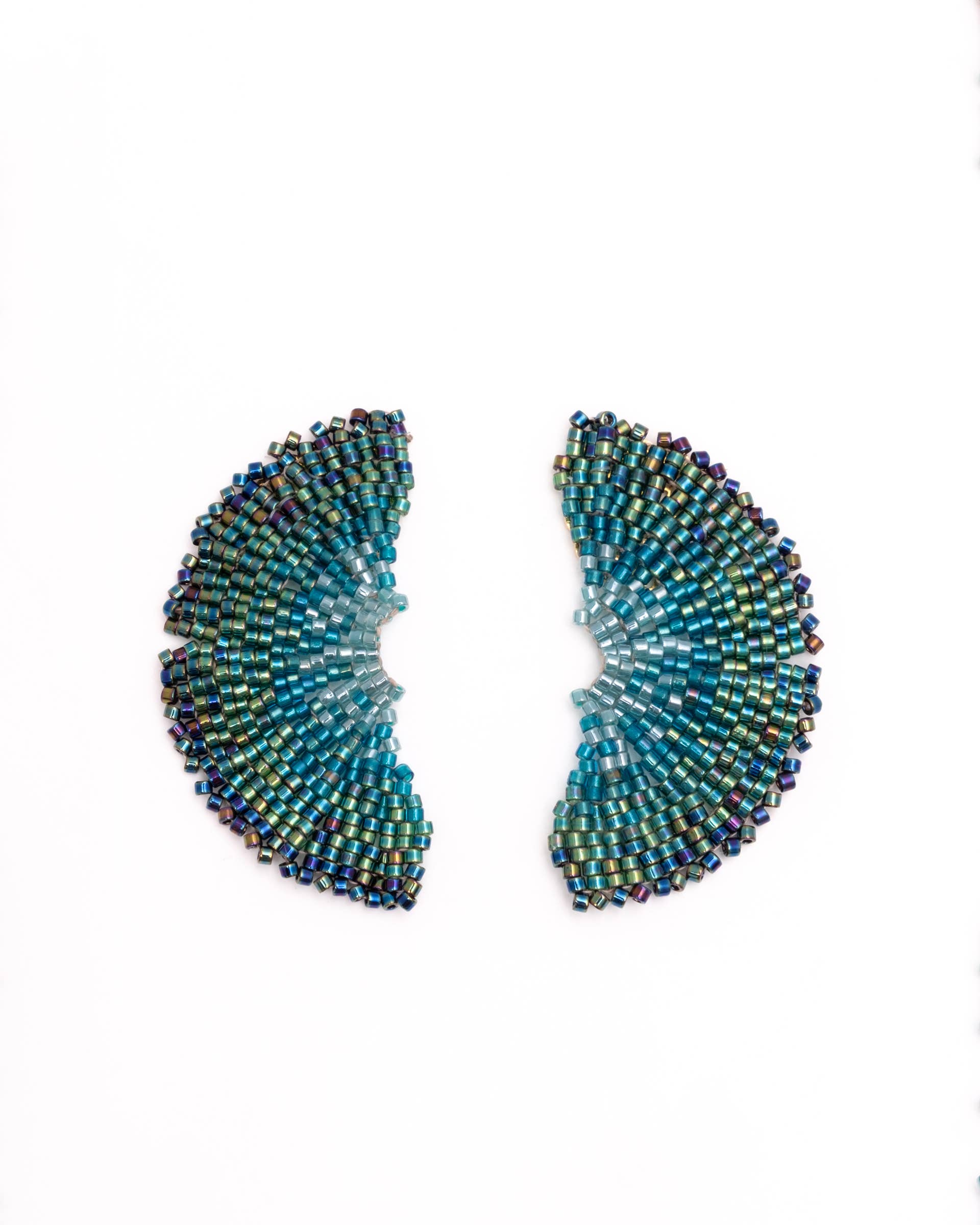 Beaded Handwoven Ginkgo Leaf Stud Earrings (Purple)