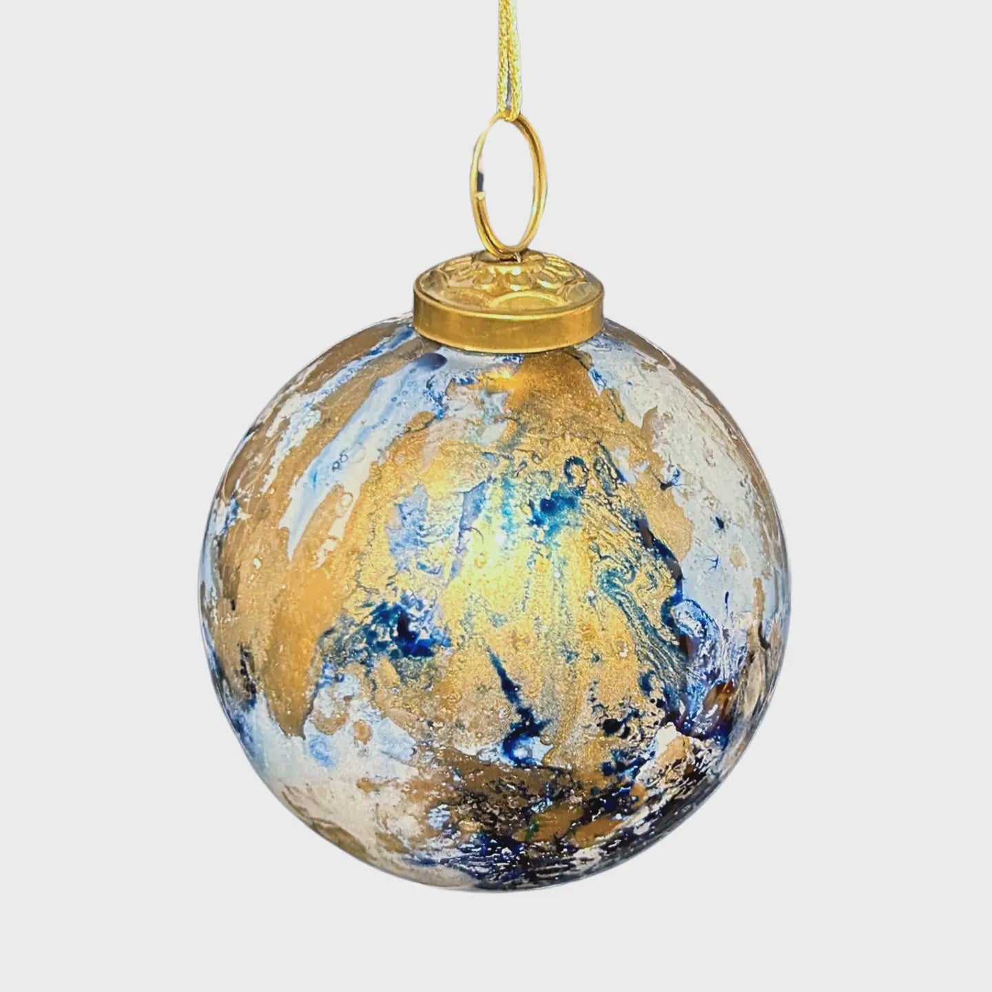 LG blue/gold Glass Ball ORN