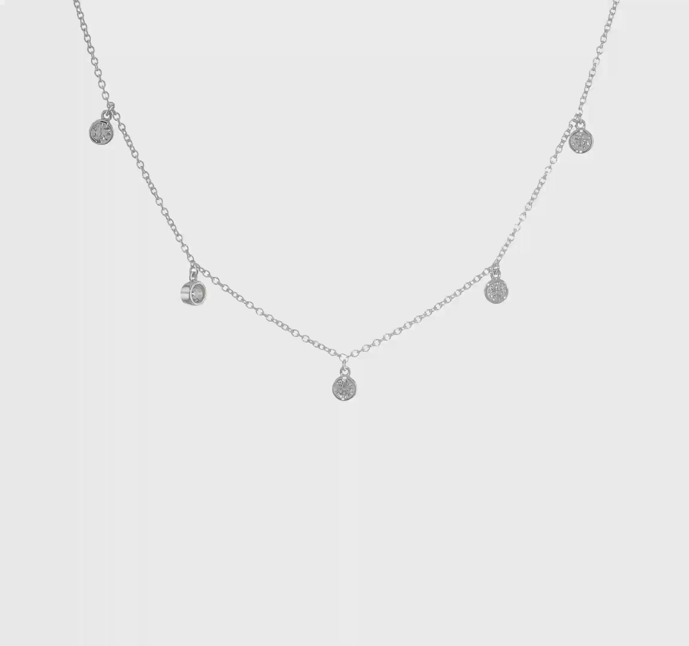White Gold Dangling Diamonds by the Yard Necklace