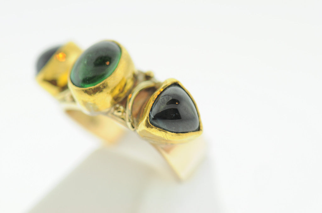 Bi-colour tourmaline and diamond 3 stone ring - The Diamond Trust